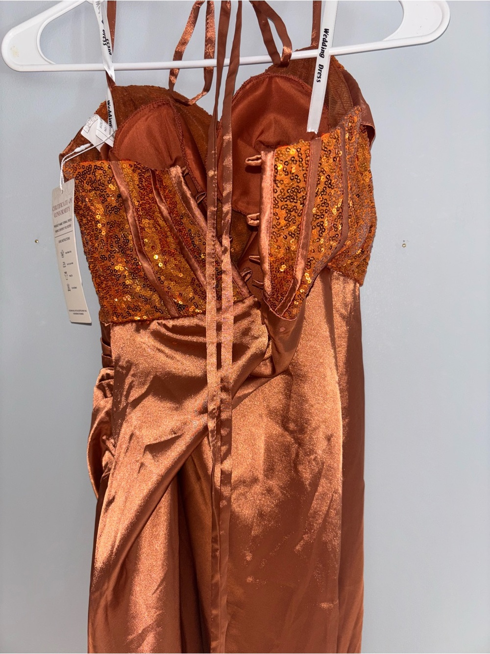 Copper Sequin Bust Evening Gown - Picture 4 of 4